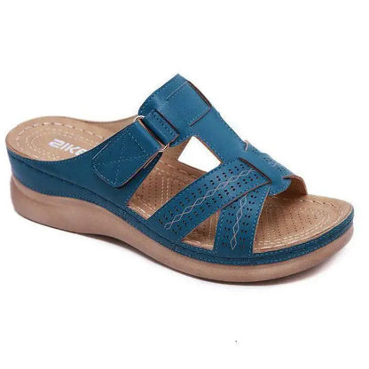 Summer Women Wedge Sandals Premium Orthopedic Open Toe Slippers Vintage Anti-Slip Leather Casual Female Platform Retro Shoes