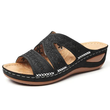 Summer Women Wedge Sandals Premium Orthopedic Open Toe Slippers Vintage Anti-Slip Leather Casual Female Platform Retro Shoes