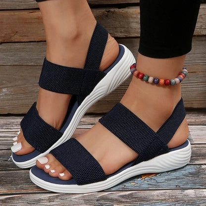 Women's Knit Elastic Cloth Wedge Sandals Slip On Lightweight Walking Sandals Women Plus Size Comfortable Summer Shoes Woman 2025