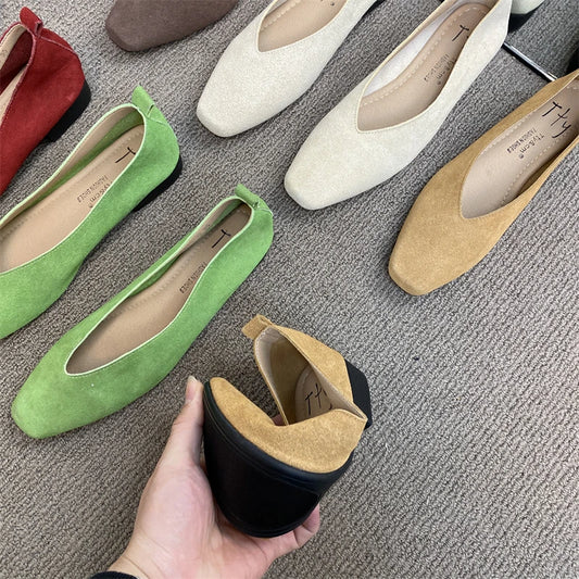 Bailamos Women Red Lightweight Shoes Square Toe  Slip On Vintage Soft Ballet Flats Female Shoes Ballet Flats Casual Sneaker Shoe