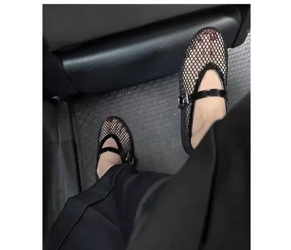 Women Breathable Hollow Shoes New Non-slip Soft Sole Ballet Flats Comfortable Large Size Lightweight Casual Outside Loafers