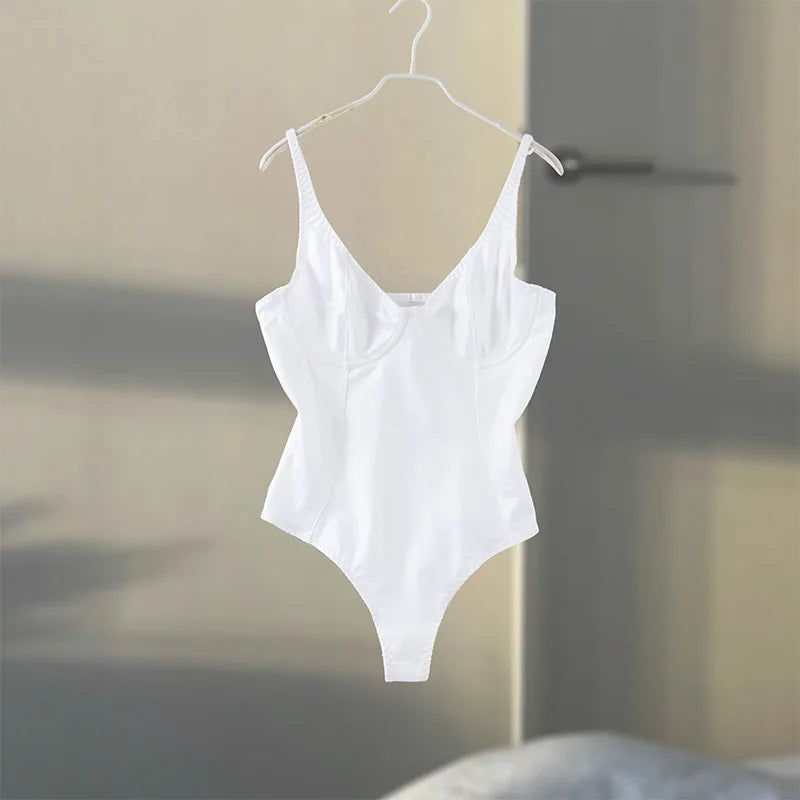 Sexy Women's Satin Sleeveless Bodysuit White Lace Hem Skirts 2025 Matching Set Chic Bodycon Deep V Open Back Top Female Outfit
