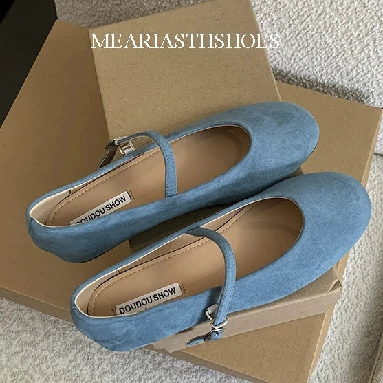 Original Shoes Ballet Flats Stylish suede leather Women's Mary Jane Ballet Shoes Laofers Casual Soft Leather Comfortable Flat