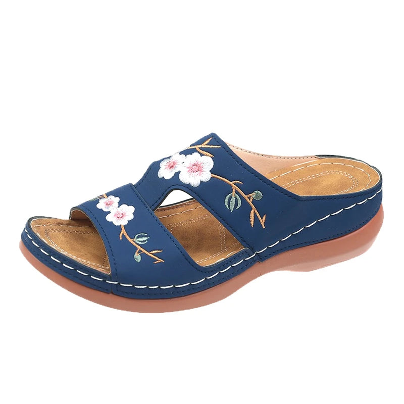 Summer Women Wedge Sandals Premium Orthopedic Open Toe Slippers Vintage Anti-Slip Leather Casual Female Platform Retro Shoes