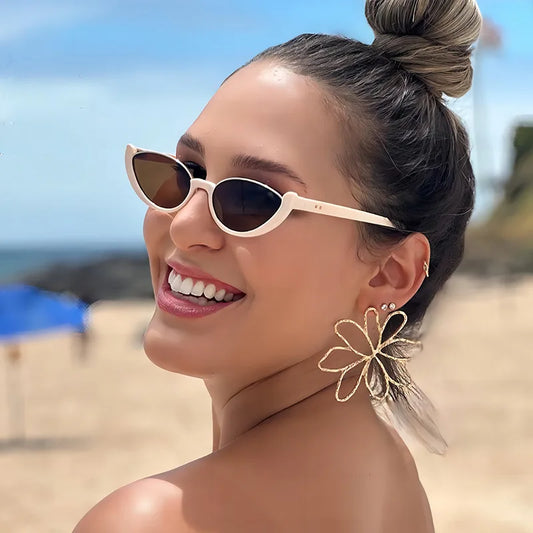 Cat Eye Sunglasses Half-frame Eyewear, New Vintage Trendy Fashion Small Frame for Women Men, UV Protection for Driving Cycling Outdoor Use