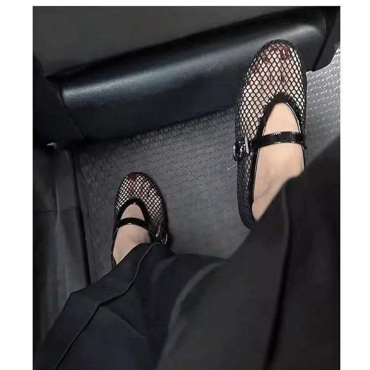 Women Breathable Hollow Shoes New Non-slip Soft Sole Ballet Flats Comfortable Large Size Lightweight Casual Outside Loafers