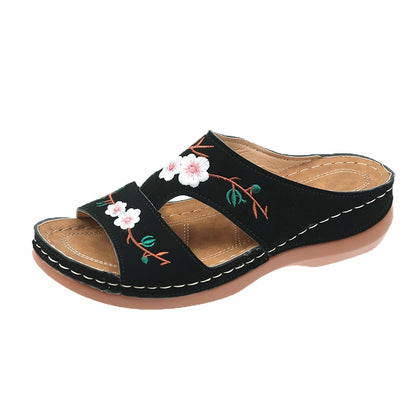 Summer Women Wedge Sandals Premium Orthopedic Open Toe Slippers Vintage Anti-Slip Leather Casual Female Platform Retro Shoes