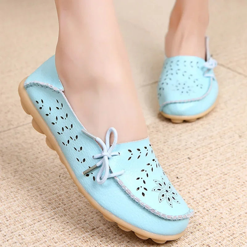 Women Shoes Leather Ballet Flats Zapatos Mujeres 2026 Trend Loafers Women's Summer Shoes Casual Flats Breather Summer Footwear