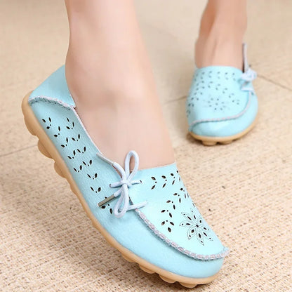 Women Shoes Leather Ballet Flats Zapatos Mujeres 2026 Trend Loafers Women's Summer Shoes Casual Flats Breather Summer Footwear