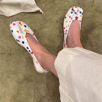 Fashion Colorful Polka Dot Split toe Women Ballet Flats Sweet Spring Summer Tabi Walking Loafers Casual Girls Dance Lazy Shoes