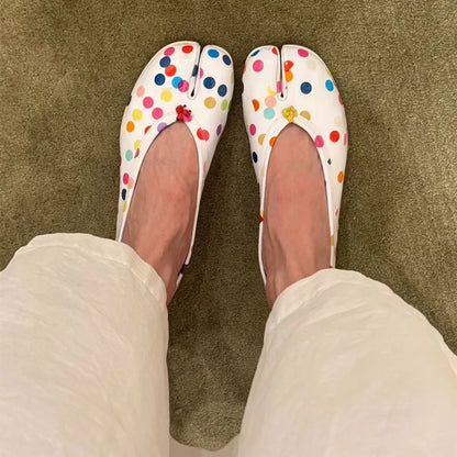 Fashion Colorful Polka Dot Split toe Women Ballet Flats Sweet Spring Summer Tabi Walking Loafers Casual Girls Dance Lazy Shoes