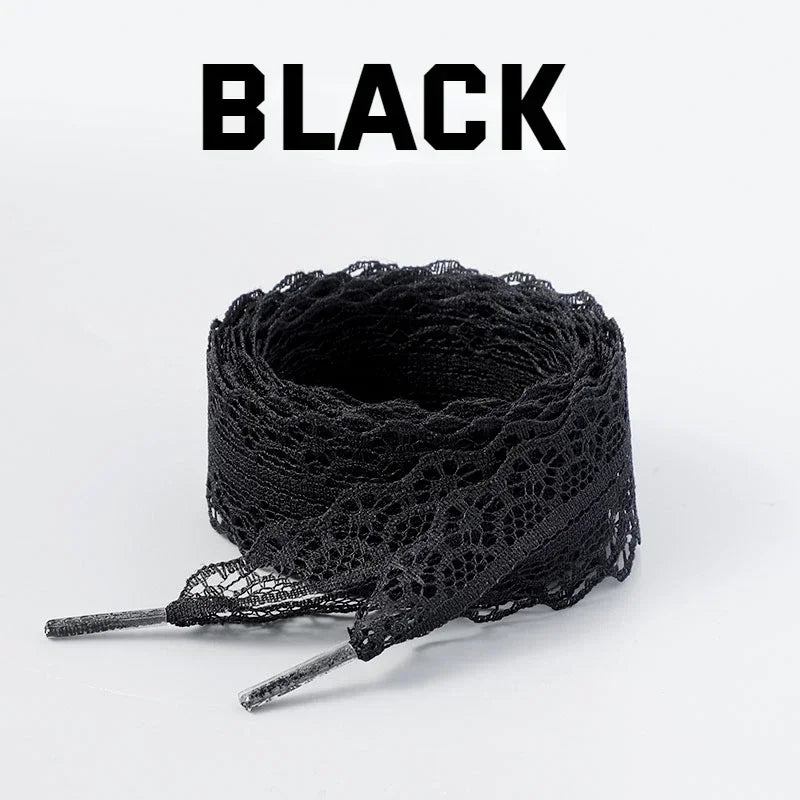 New 2.9CM Width Fancy Flat Shoelace Lace Braided Shoelaces Black White Silk Shoe Laces for Ballet Sneakers German Training Shoes