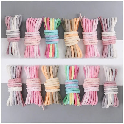 1Pair Colorful Round Shoelaces Rainbow Cotton Shoelace Running Sneakers Laces 80/100/120/140/160CM Shoe laces Shoes Accessories