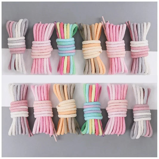 1Pair Colorful Round Shoelaces Rainbow Cotton Shoelace Running Sneakers Laces 80/100/120/140/160CM Shoe laces Shoes Accessories