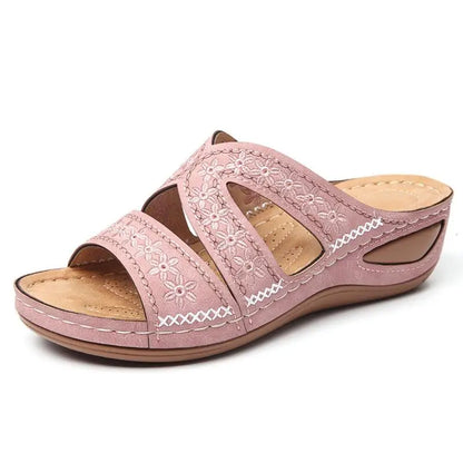 Summer Women Wedge Sandals Premium Orthopedic Open Toe Slippers Vintage Anti-Slip Leather Casual Female Platform Retro Shoes