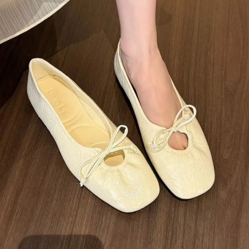 Luxury Fashion Butterfly-Knot Ladies Flat With Shoes Female Slides Footwear Shallow Ballet Flats Dance Shoes For Women