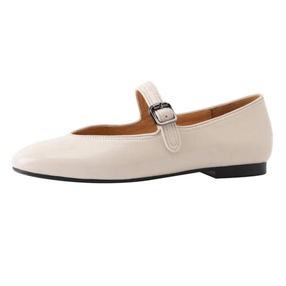 JOZHAMTA Size 33-42 Women Ballet Flats Shoes Real Leather Buckle Strap Casual Loafers Low Heels Luxury Mary Janes Office Lady