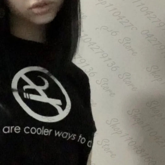 Y2k Style Goth Letter Print Vintage Street Women Grunge T-shirt Clothes Aesthetic 2000s Tops Cute Emo Girl Crop Slim Baby Tee