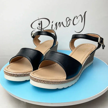 Lightweight Wedge Sandals for Women Summer 2025 Buckle Strap Platform Sandles Woman Thick Sole Non Slip Casual Sandalias Mujer