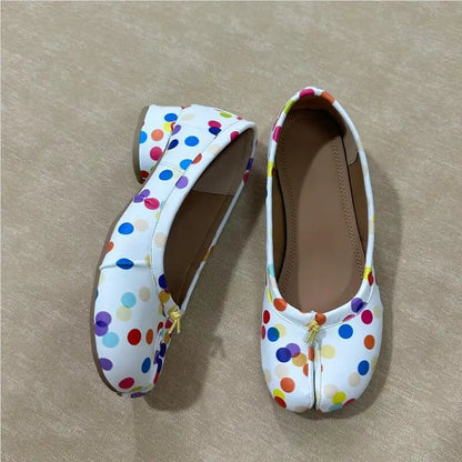 Fashion Colorful Polka Dot Split toe Women Ballet Flats Sweet Spring Summer Tabi Walking Loafers Casual Girls Dance Lazy Shoes