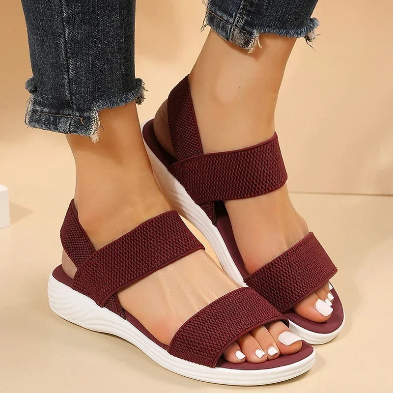 Women's Knit Elastic Cloth Wedge Sandals Slip On Lightweight Walking Sandals Women Plus Size Comfortable Summer Shoes Woman 2025