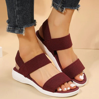 Women's Knit Elastic Cloth Wedge Sandals Slip On Lightweight Walking Sandals Women Plus Size Comfortable Summer Shoes Woman 2025