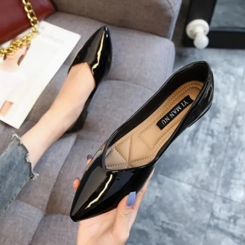 Spring Autumn Women Flats Pointed Toe New 2021 Plaid Ballet Flats Woman Shoes Solid Color Boat Shoes zapatos mujer Single Shoes