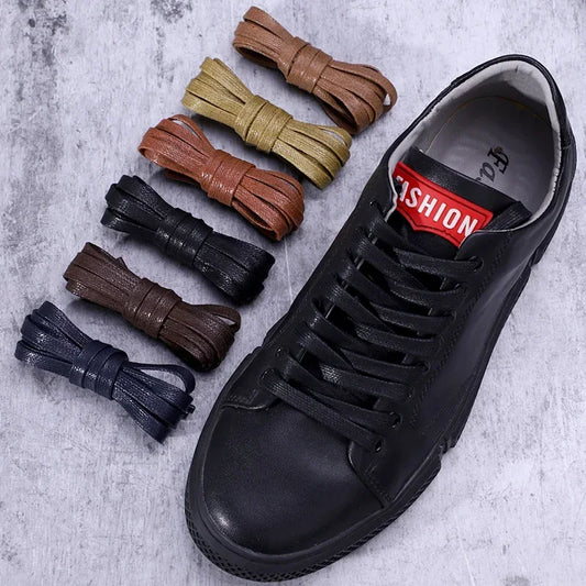 1Pair Quality Flat Waterproof Shoe laces Waxed Cotton Shoelaces Unisex Boots Casual Sneakers Shoelace Leather Laces Shoes