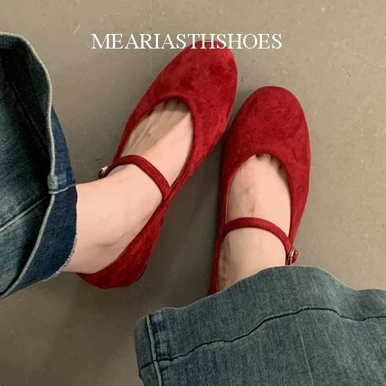 Original Shoes Ballet Flats Stylish suede leather Women's Mary Jane Ballet Shoes Laofers Casual Soft Leather Comfortable Flat