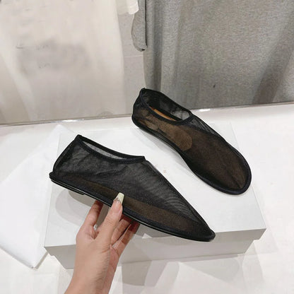 Ins style Fashion Women Lazy Loafers Mesh Ballet Flats Spring Summer Walking Dance Shoes Woman ﻿Breathable Slip-on Espadrilles