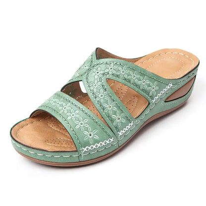 Summer Women Wedge Sandals Premium Orthopedic Open Toe Slippers Vintage Anti-Slip Leather Casual Female Platform Retro Shoes