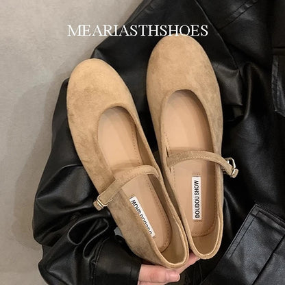 Original Shoes Ballet Flats Stylish suede leather Women's Mary Jane Ballet Shoes Laofers Casual Soft Leather Comfortable Flat
