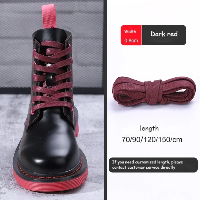 1Pair Quality Flat Waterproof Shoe laces Waxed Cotton Shoelaces Unisex Boots Casual Sneakers Shoelace Leather Laces Shoes