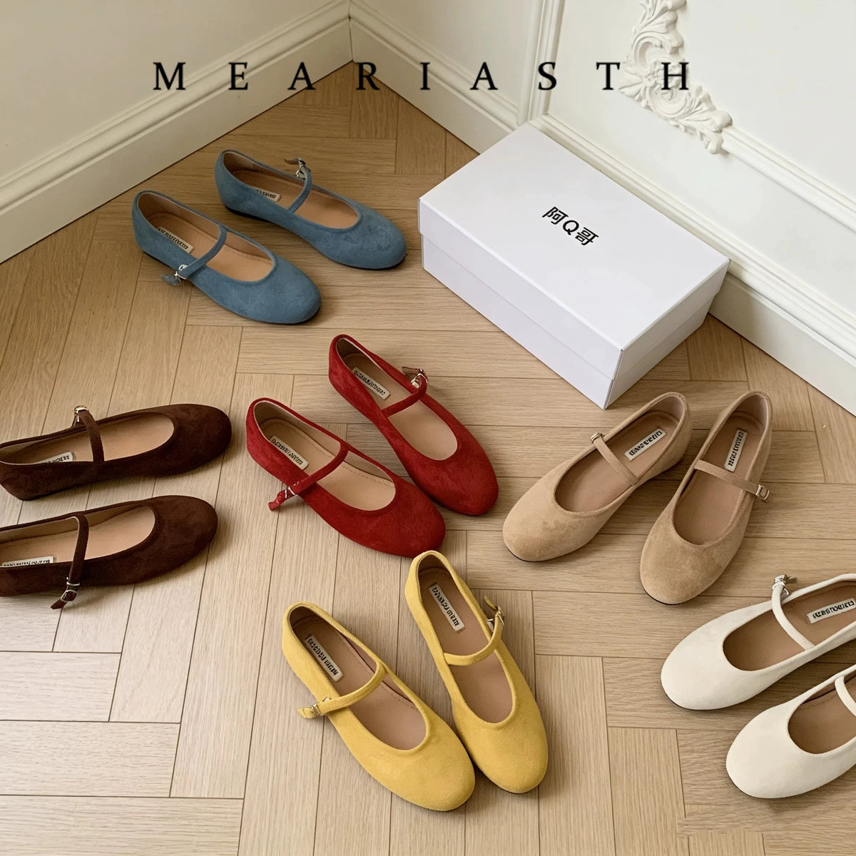 Original Shoes Ballet Flats Stylish suede leather Women's Mary Jane Ballet Shoes Laofers Casual Soft Leather Comfortable Flat
