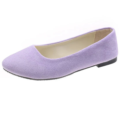 Slip On Women Flats Shoes Candy Color Pointed Toe Female Loafers Large Size Shoes Woman Spring Flock Ladies Ballet Flats WSH2214