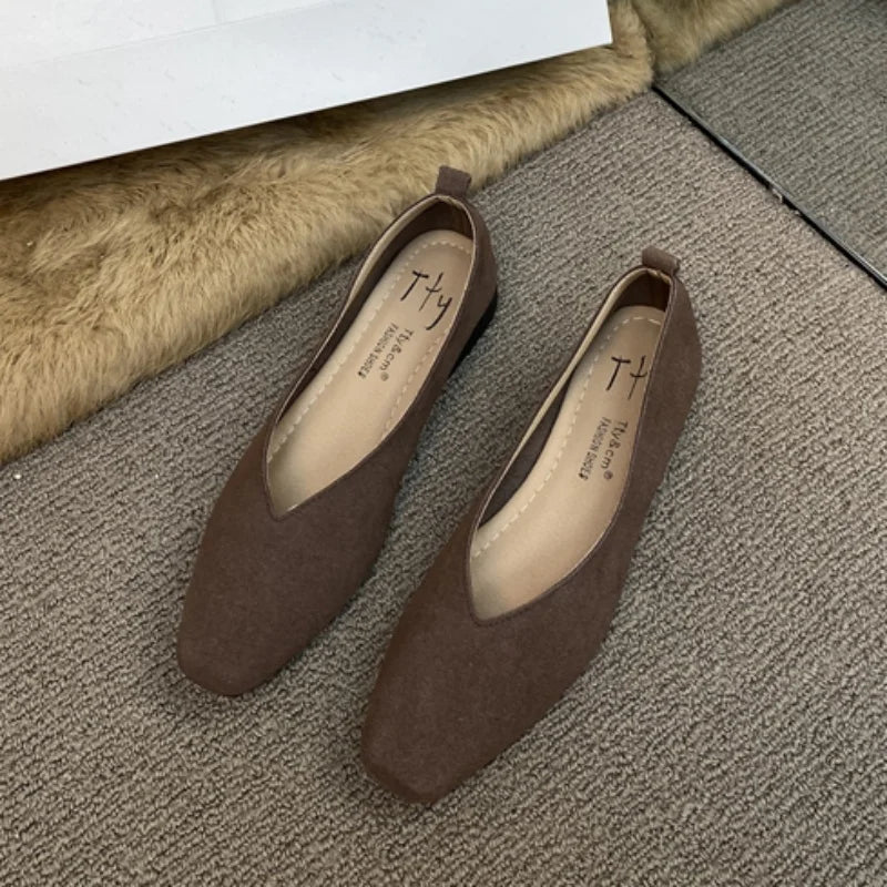 Bailamos Women Red Lightweight Shoes Square Toe  Slip On Vintage Soft Ballet Flats Female Shoes Ballet Flats Casual Sneaker Shoe