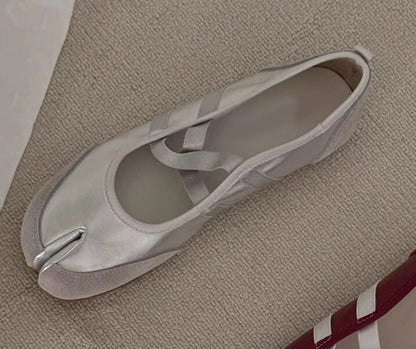 Black Silver Red Ballet Flats Trainers Women Split Toe Ballerina Tabi Walking Sneakers Woman Mary Jane Shoes Footwear Summer