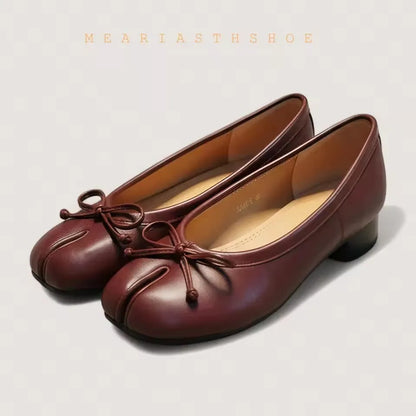 NEW Split Toe Tabi Shoes Size 43 Genuine Leather White Ballet Flats Women Low Heel Mary Janes Pumps Ballerinas Zapatos Mujer